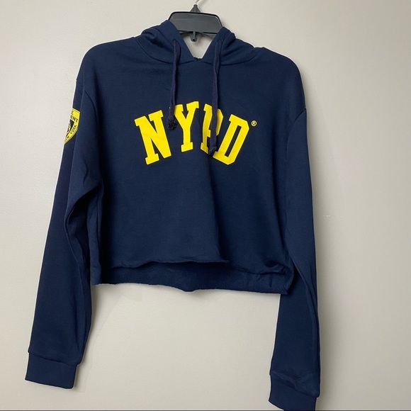 Topshop by Tee & Cake NYPD Crop Hoodie - Picture 1 of 6